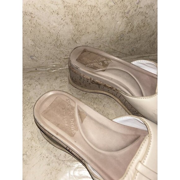 Rag & Bone Beige Sommer Slip On Platform Leather Slide Cork Sandals Size 9.5 - Picture 3 of 9